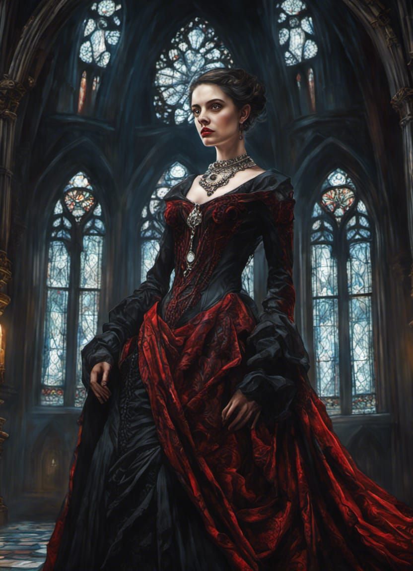 Gothic Woman Portrait in Romanticism Style