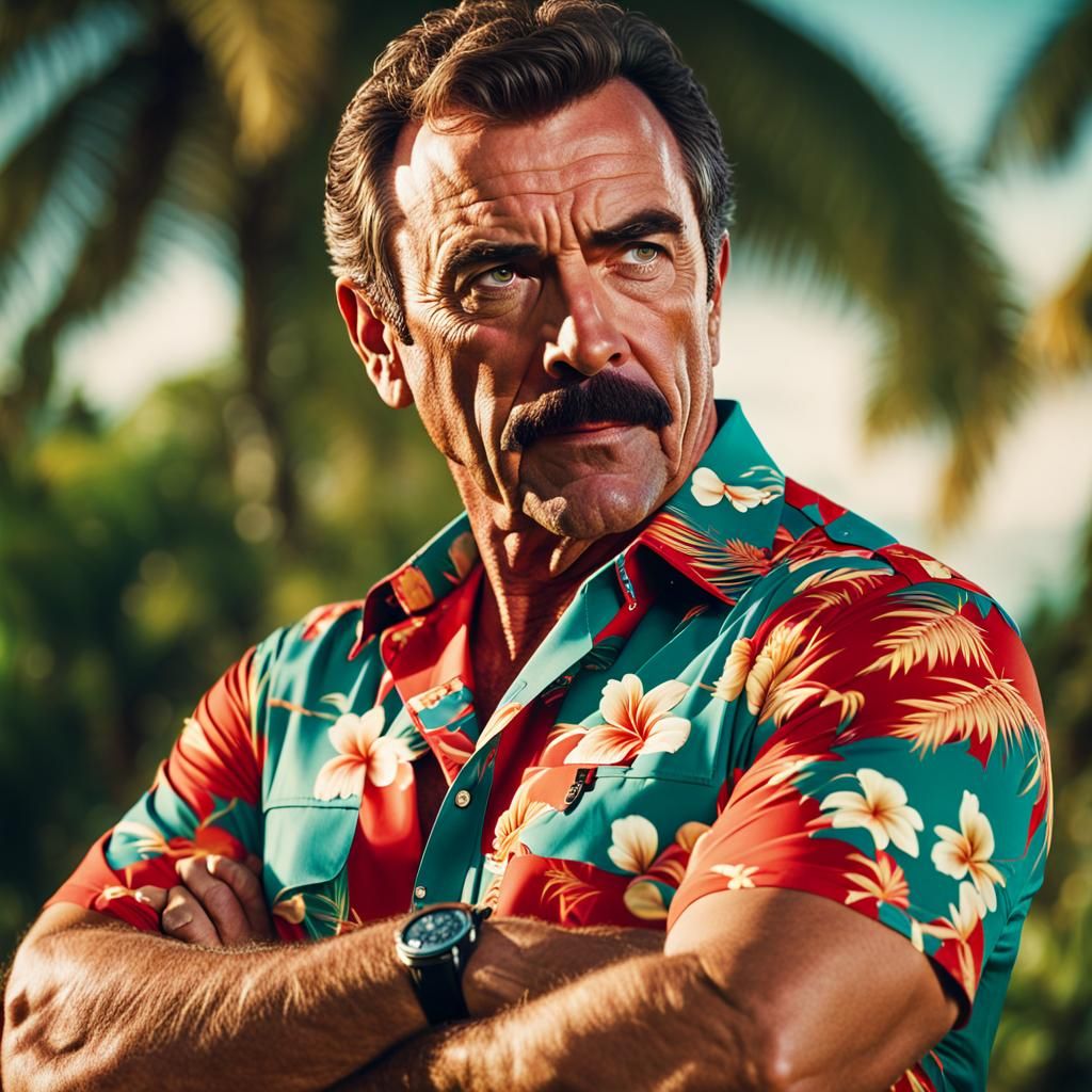 Tom Selleck as Magnum P.I. in Hawaii: 8K Photo