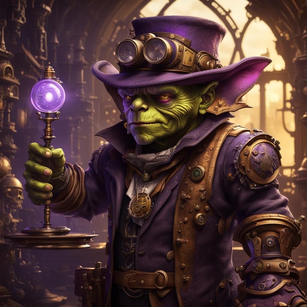 Steampunk Goblin in Dark Fantasy Style