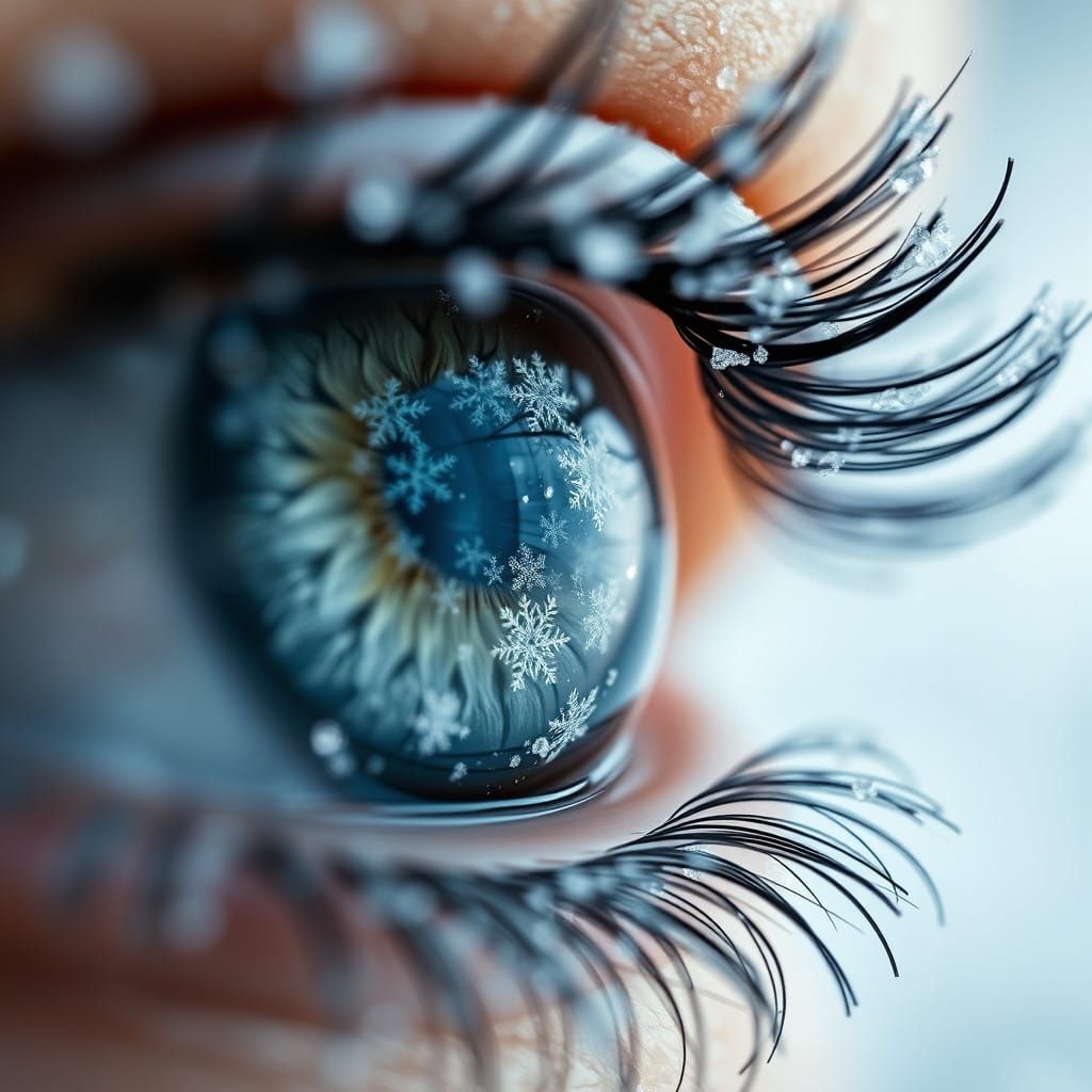 Ethereal Winter Eye Landscape in Frosty Blue Tones