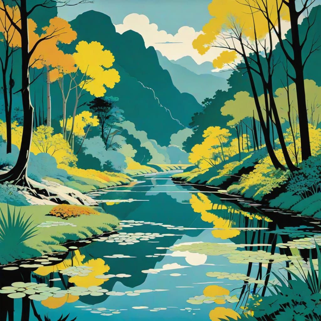 Wilderness River Oasis in Vibrant Colors