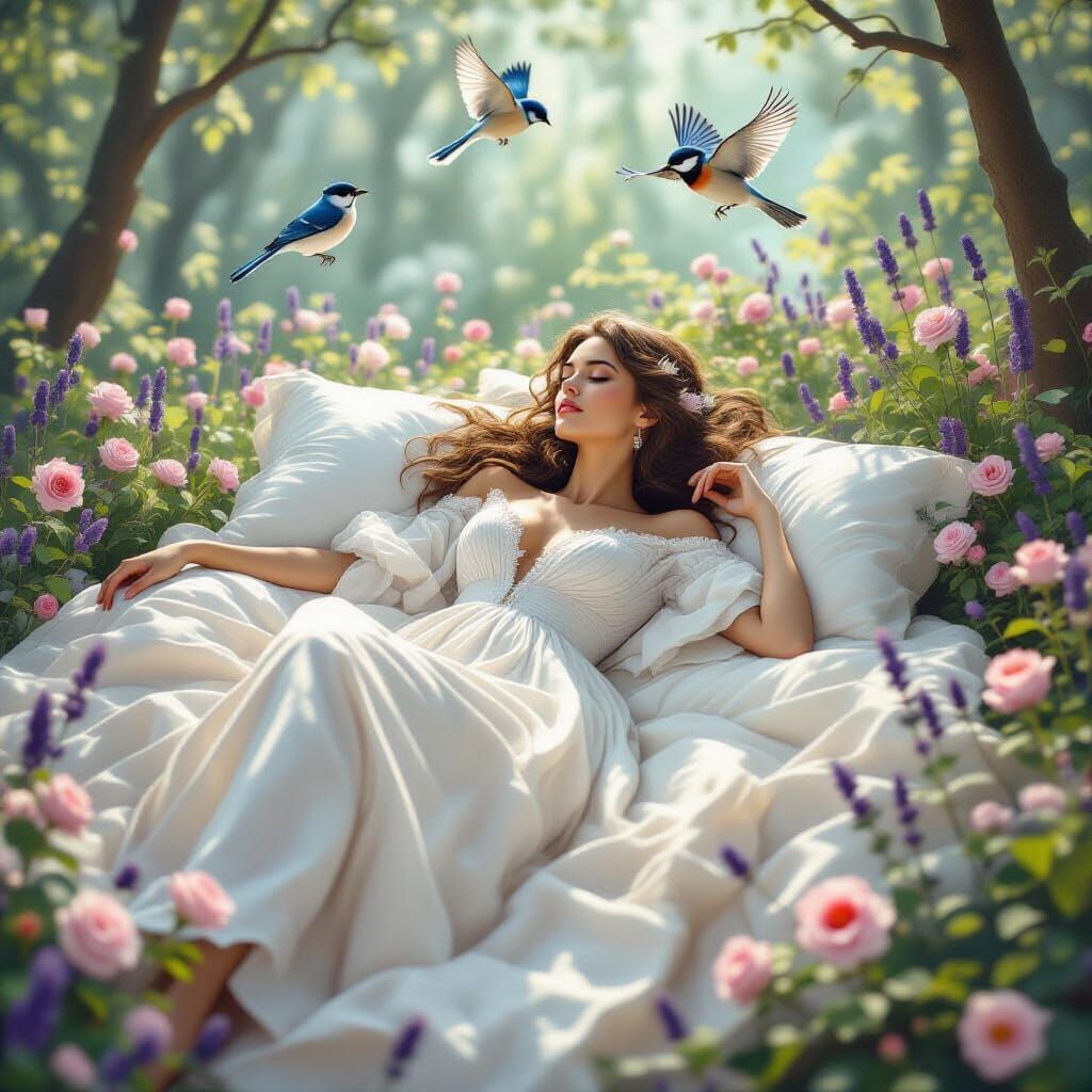 Ethereal Woman in Forest Dreamscape