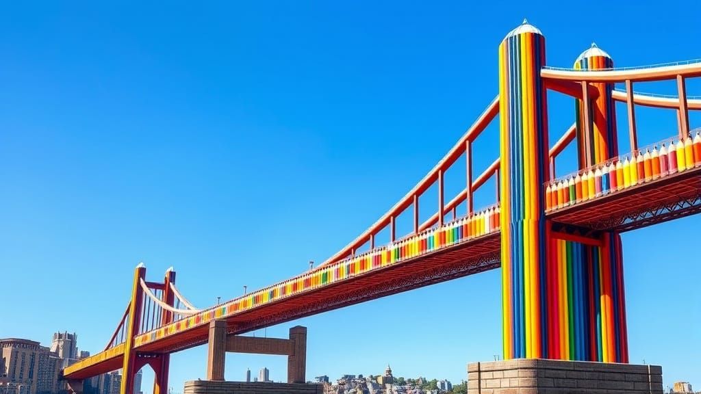 Sydney Harbour Bridge Made From Colored Pencils