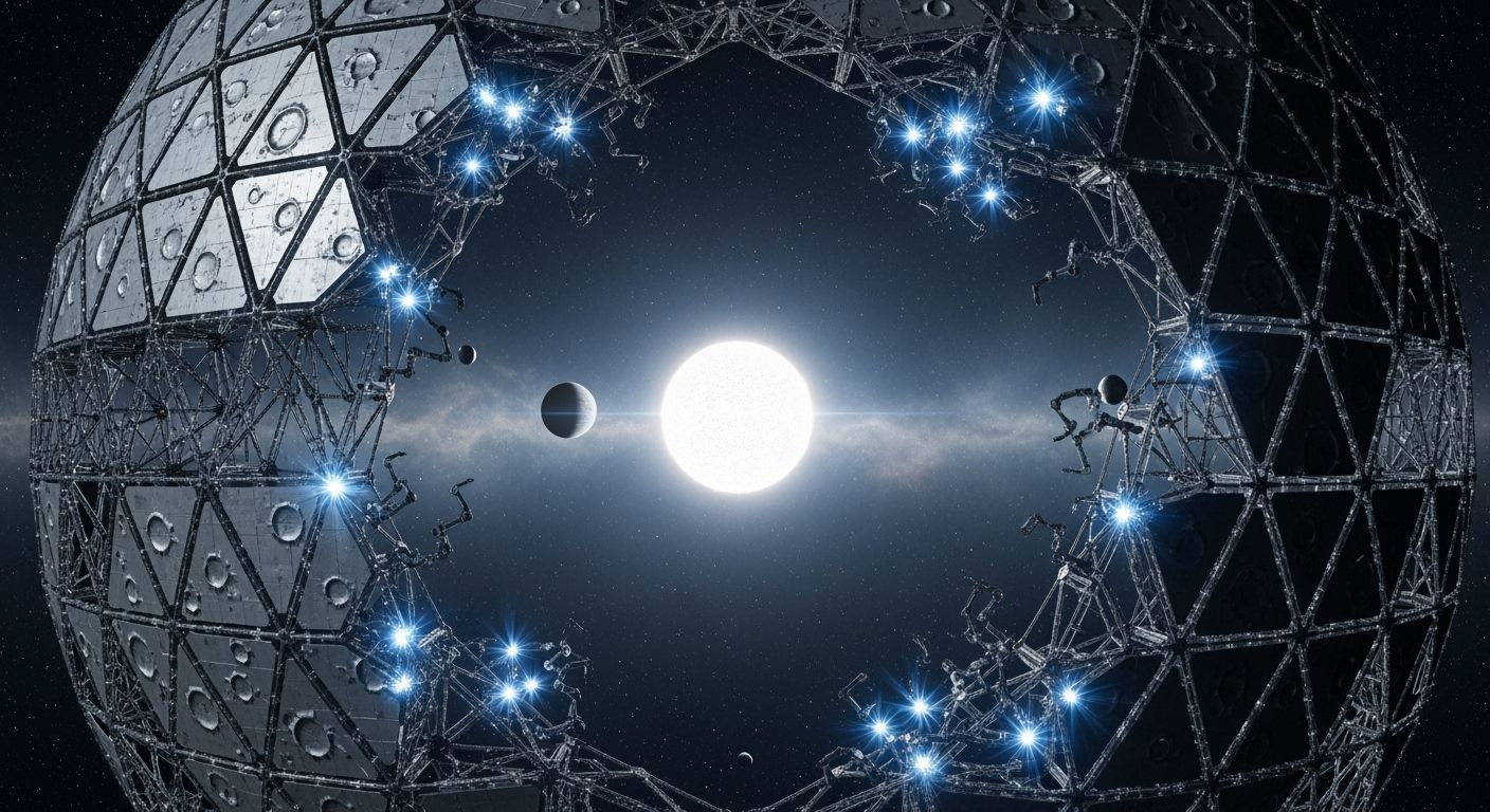 Colossal Dyson Sphere Construction Around White Dwarf Star