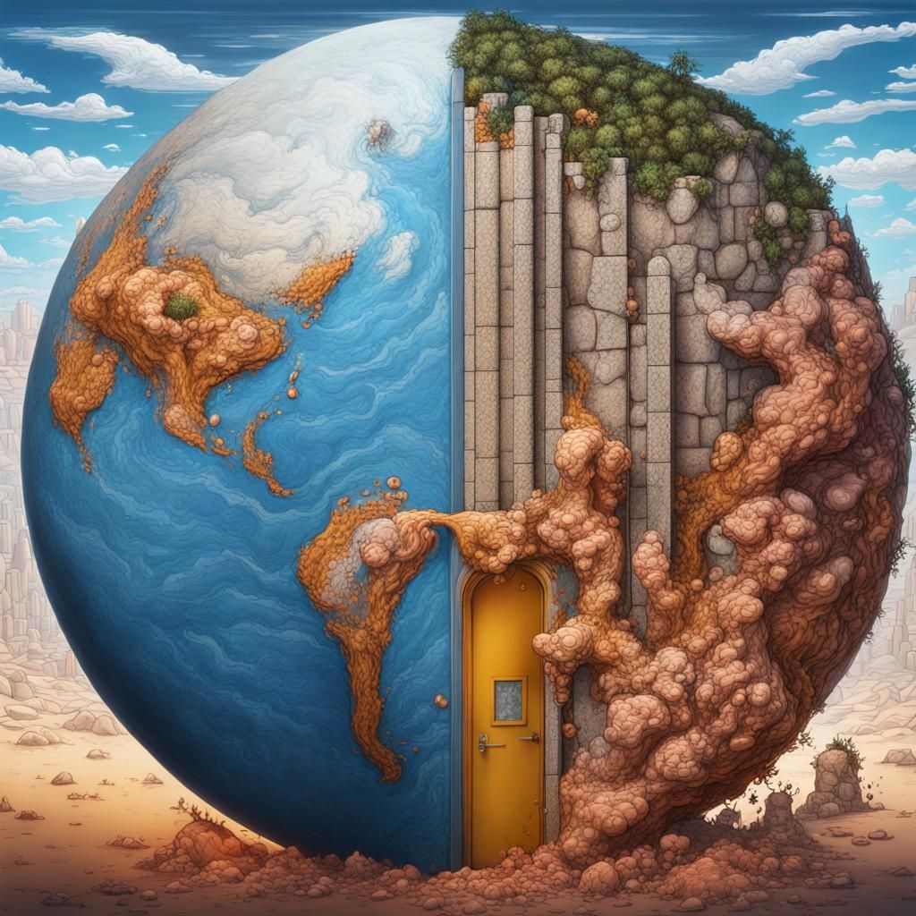 Divided World: Detailed Matte Painting of Grief and Rage