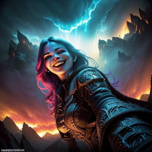 Evil Goddess of Destruction with Hyperrealistic Details