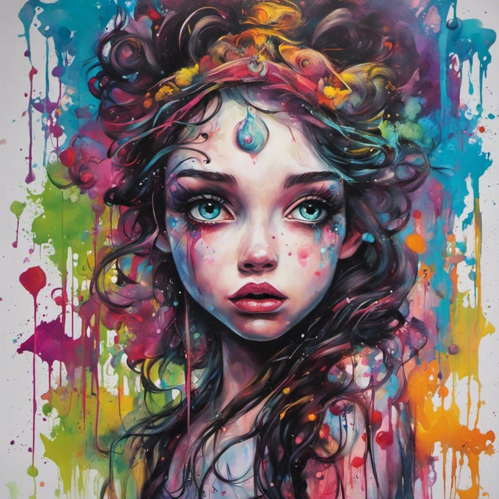 Disney Princess in Tim Burton Style Graffiti Art