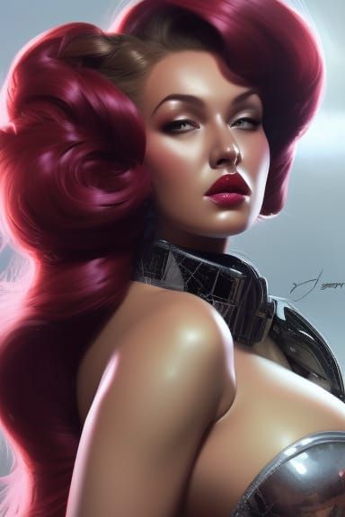 Hera Pin-Up Goddess in Hyperdetailed Concept Art