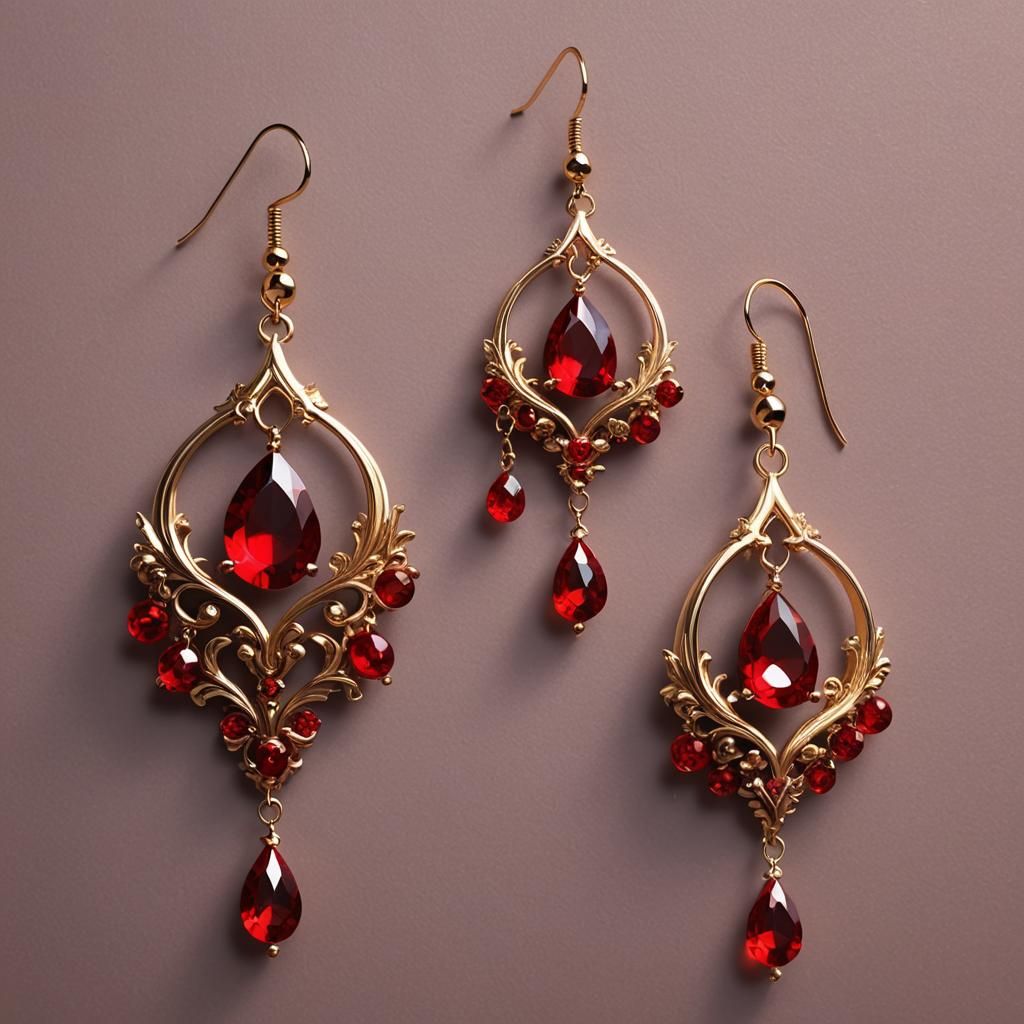 Stunning Crimson Earring in 3D Anime Art Style