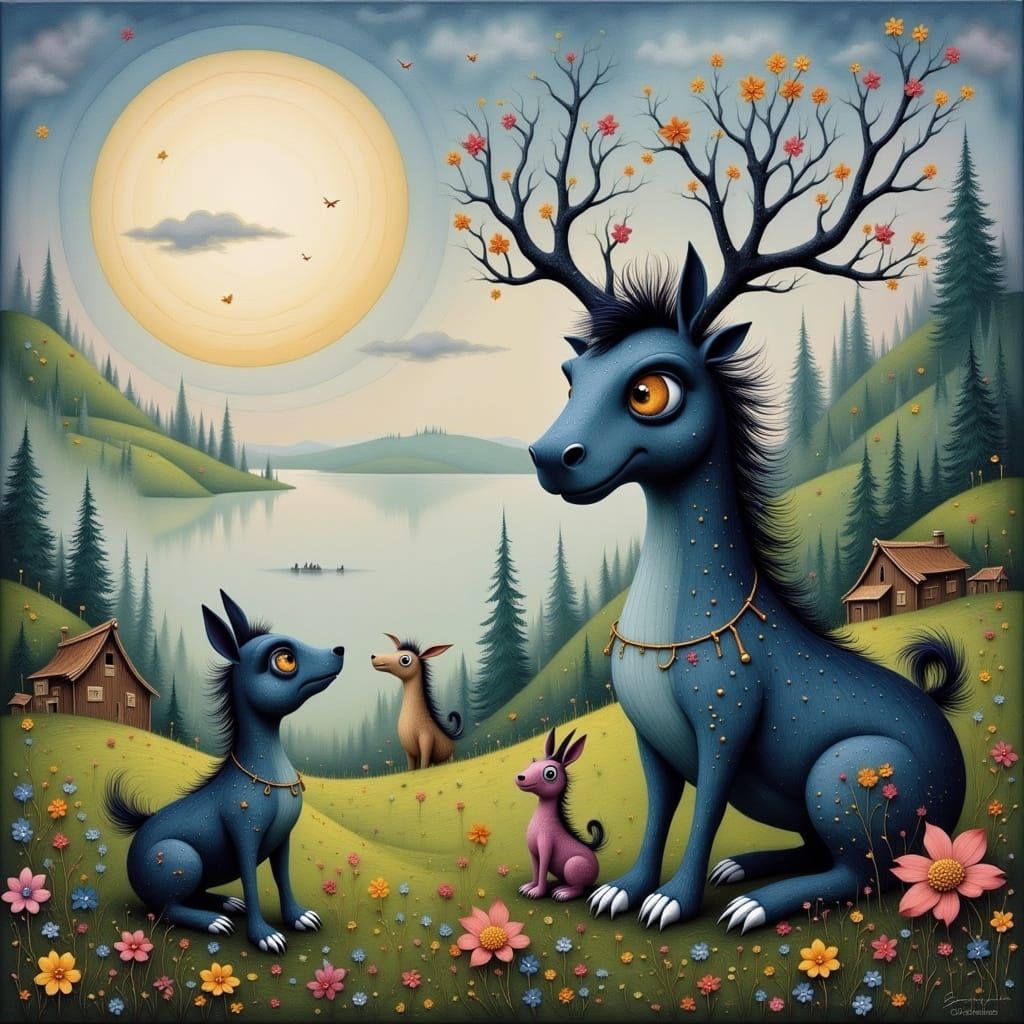 Surreal Portrait of an Alienated Youth in a Whimsical Fantas...