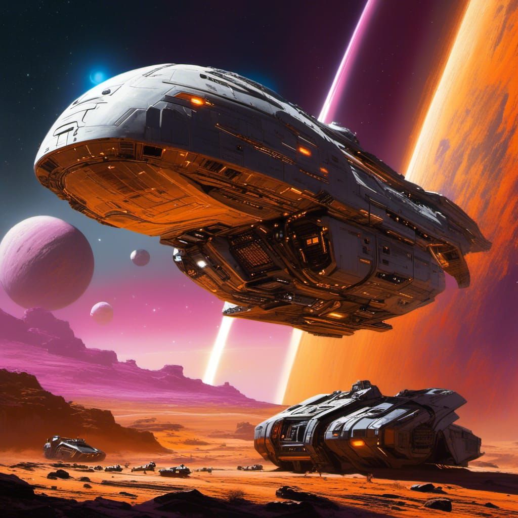 Impressive Spacecraft Exploring Deep Space in Sci-Fi Style