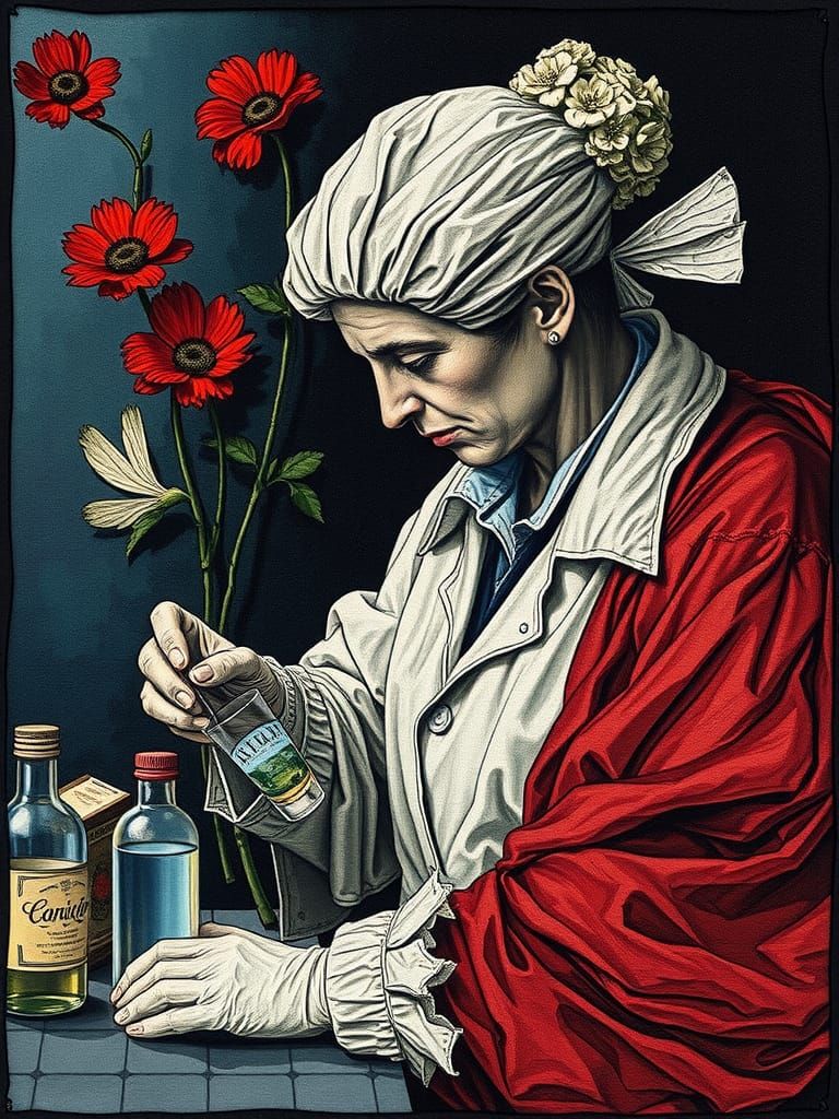 Biologist in Laboratory with Alcohol Ink Whimsycore Aestheti...