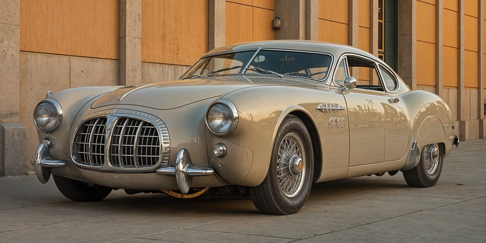 Restored 1953 Car Gleaming at Golden Hour