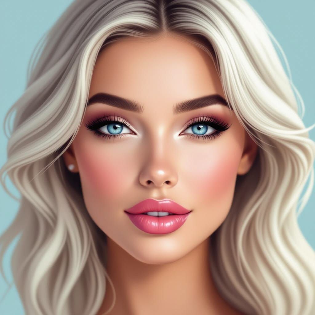 Glamorous 3D Portrait of a Blonde Woman