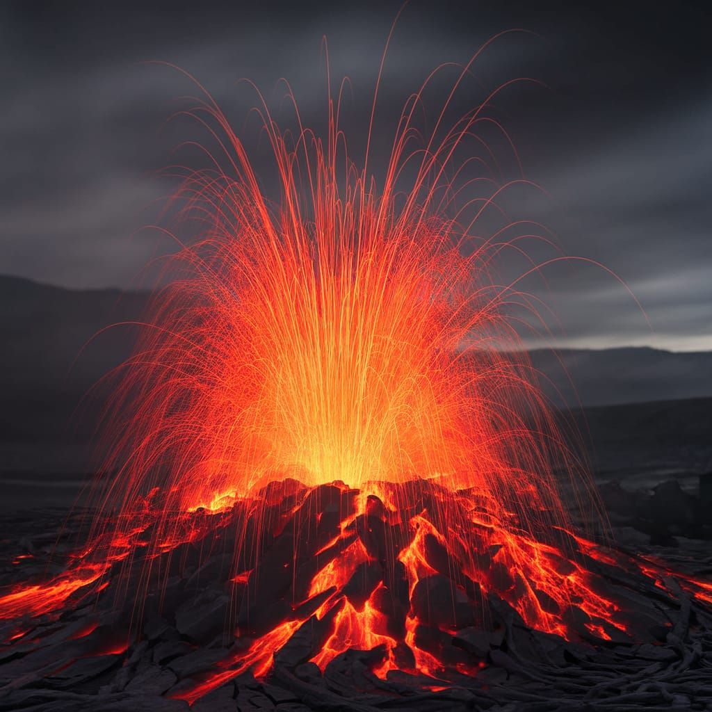 Surreal Volcanic Eruption in Hyperdetailed Digital Art