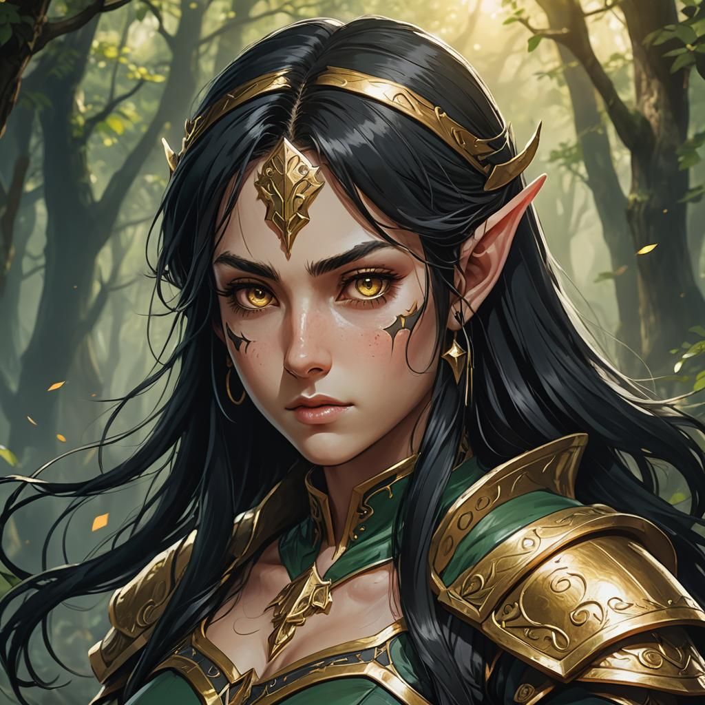 Scarred Elf Ranger in Anime Style