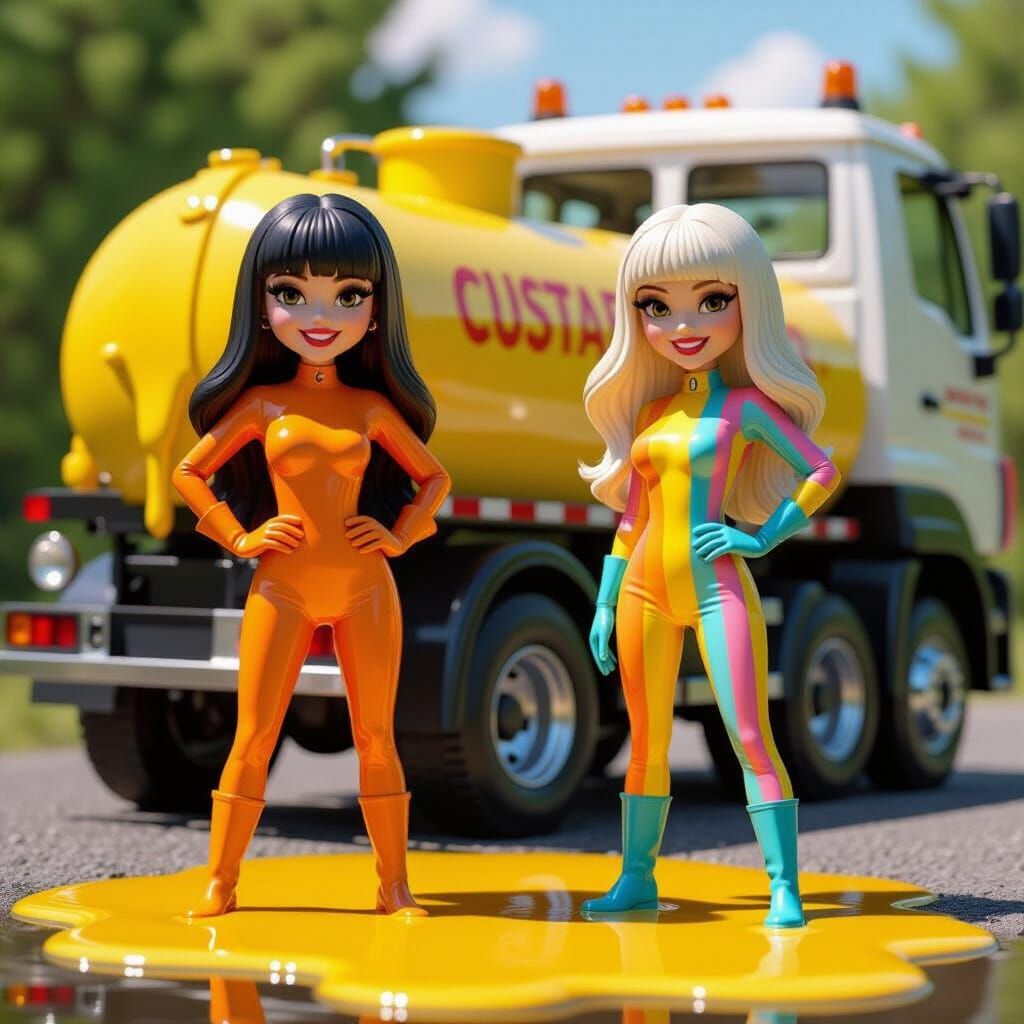 Cartoon Women in Custard Tanker Play Set