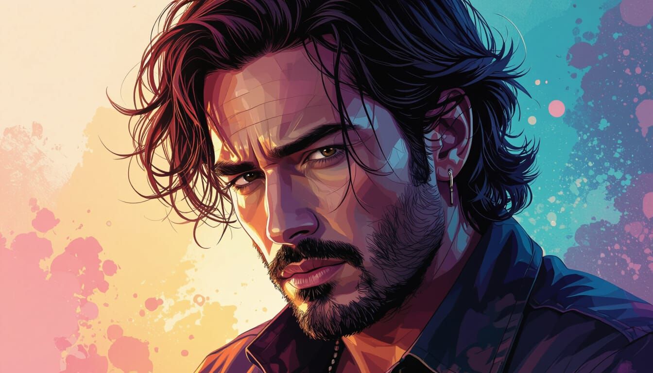 Musician Portrait in Splash Art Style