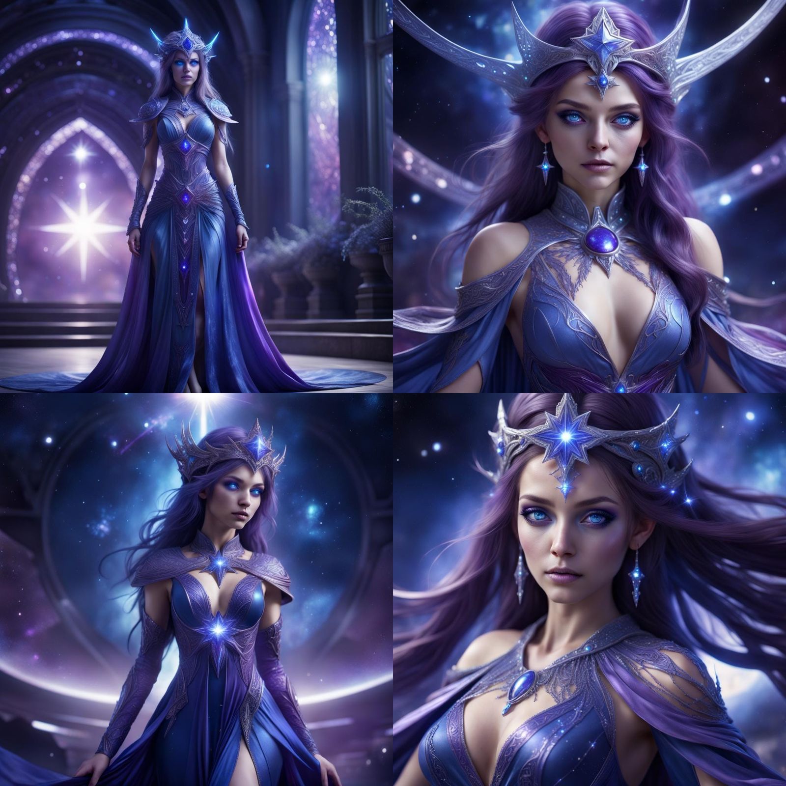 Cosmic Star Goddess in Blue and Purple