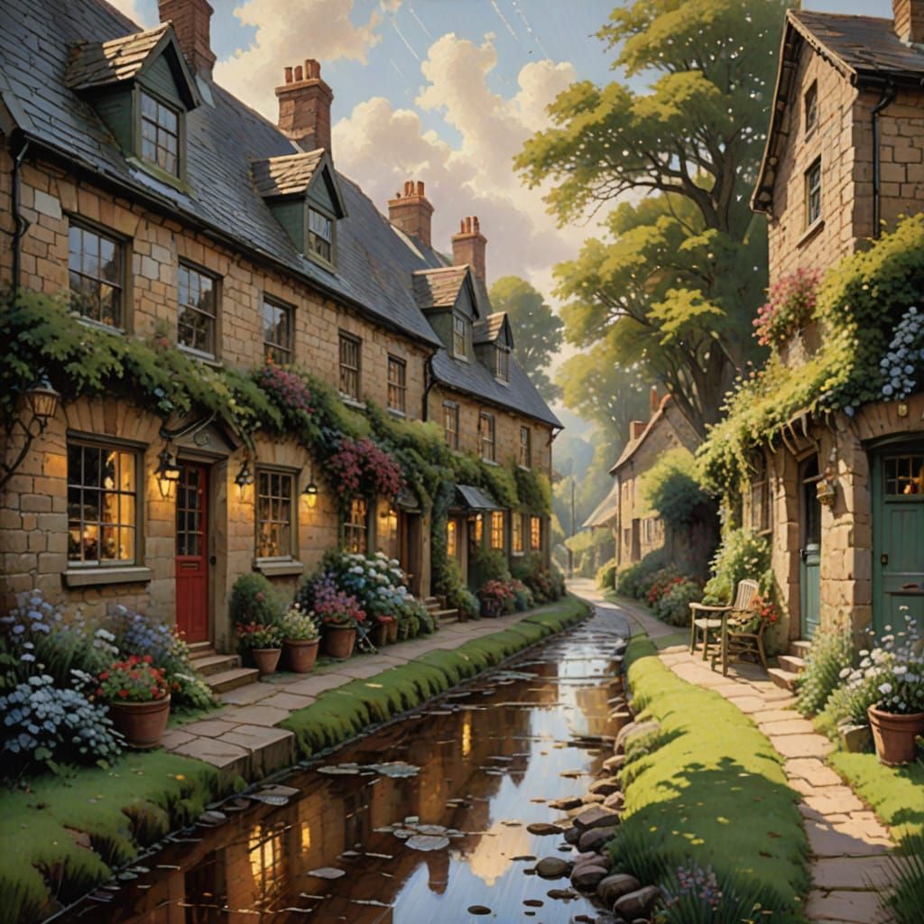 Charming Summer Afternoon in Puddle Lane, England