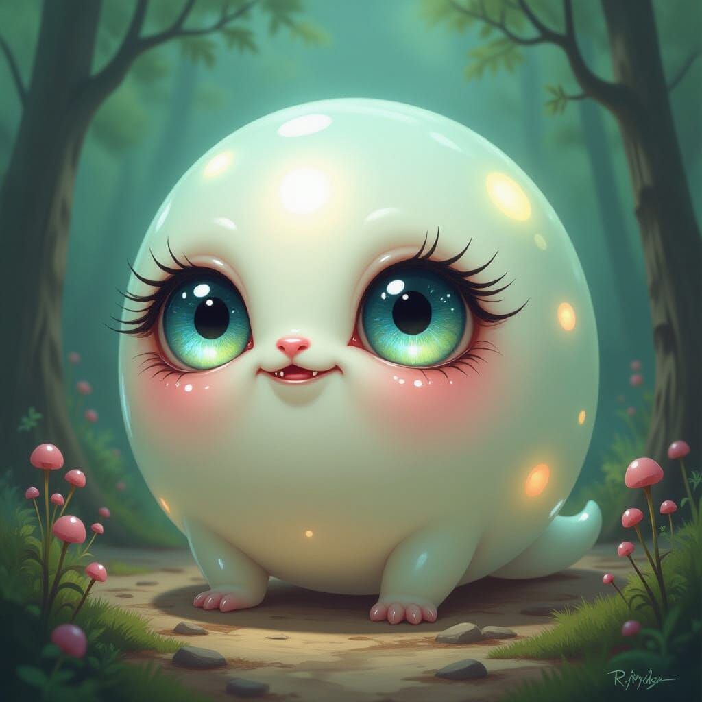 Mysterious Opal-Eyed Creature with Sharp Teeth