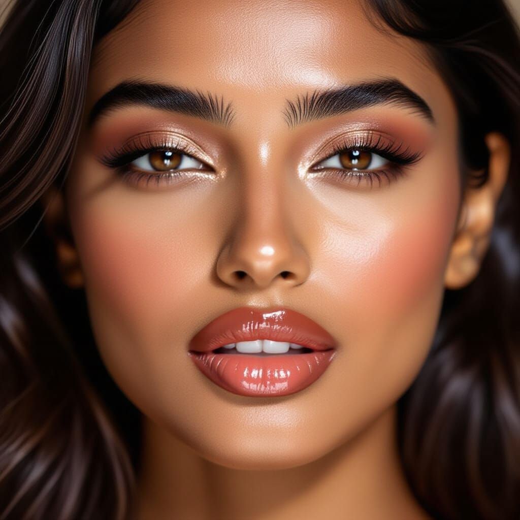 Indian Model with Glossy Lips and Glowing Skin