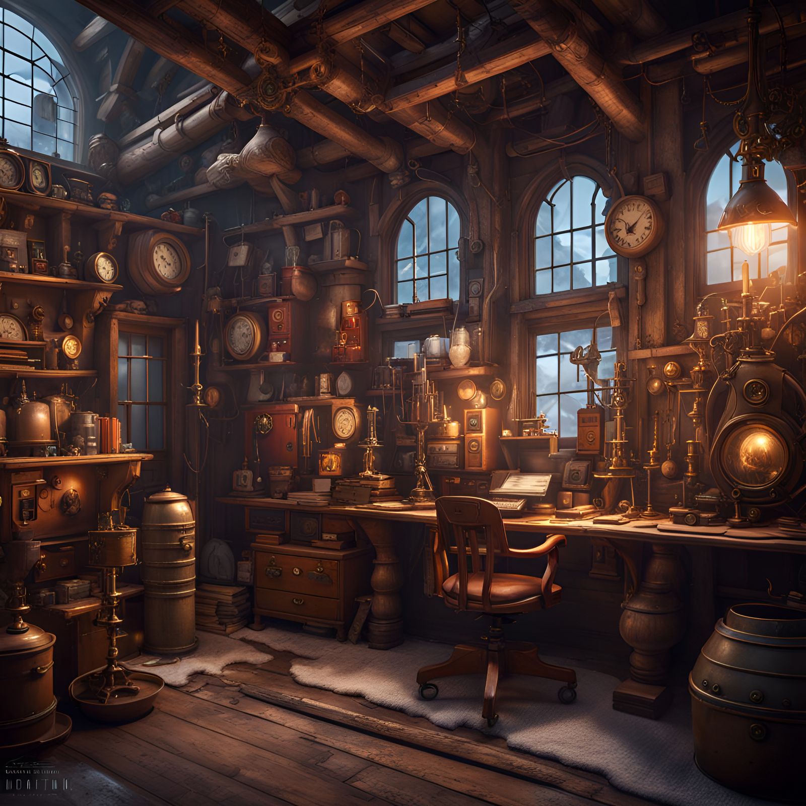 The steampunk man-cave…….