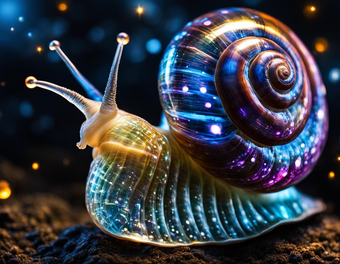 Bioluminescent Mushrooms in Glass Snail Shell