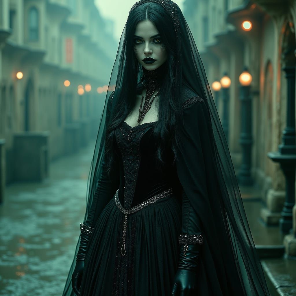 Goddess of Death by River Styx in Style of Moreau