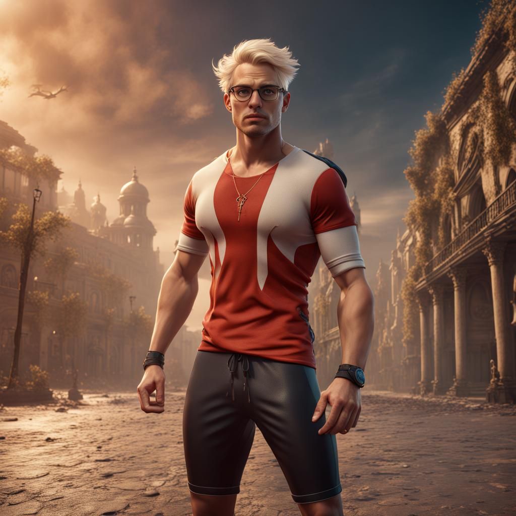 Athletic Blond Model with Glasses: Fantasy Concept Art