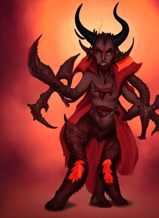 Striking Tiefling Character with Horns and Tails