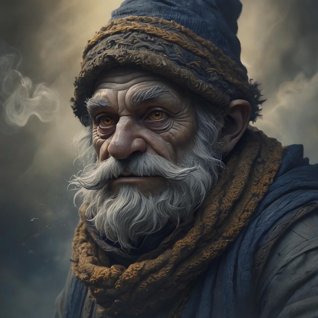 Gnome Abjurer Portrait in Dark Fantasy Style
