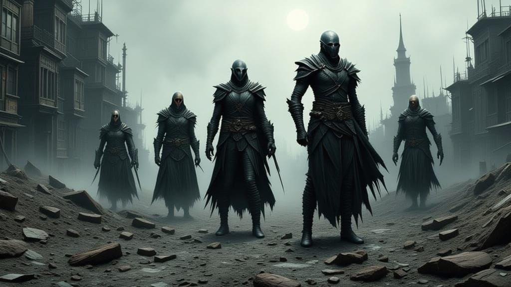 Dystopian Warriors in Eerie Ghost Town