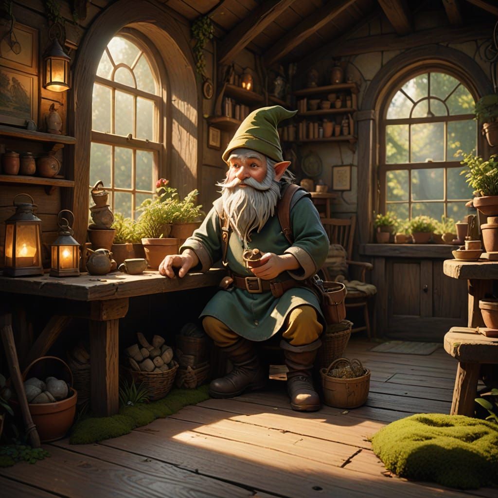 Cozy Gnome's Morning Routine in Earthy Tones