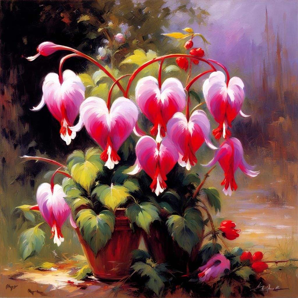 Bleeding Heart Flowers in Daeni Style