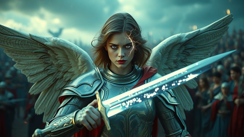 Armored Angel with Sword of Light