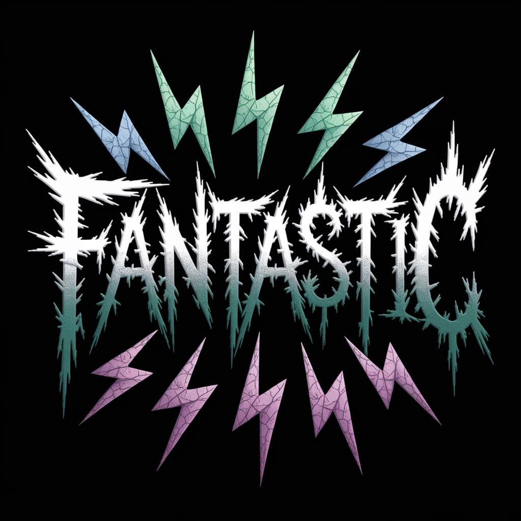 A 3d chaotic, complex, intricately designed, hand-drawn logo featuring the text "fantastic" in jagged, aggressive letter...