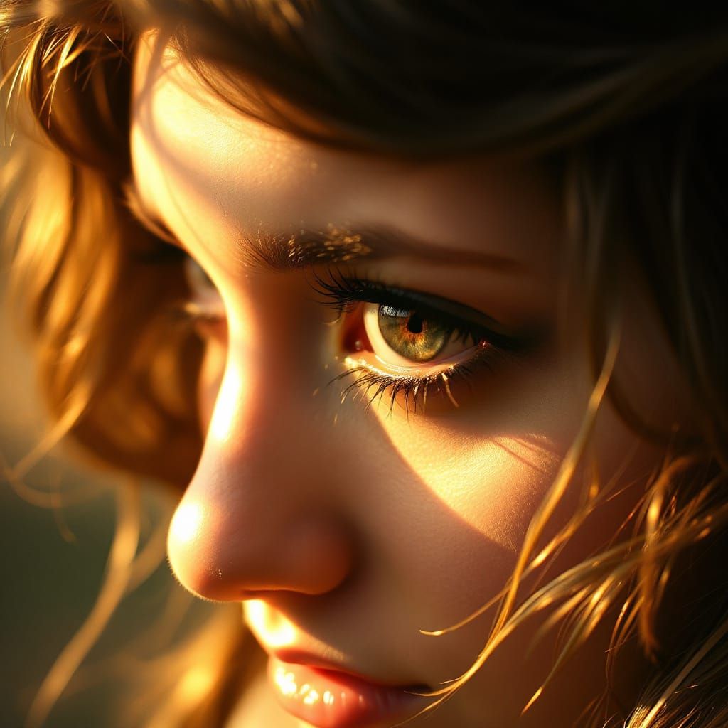 Woman's Loving Eye in Art Nouveau Style