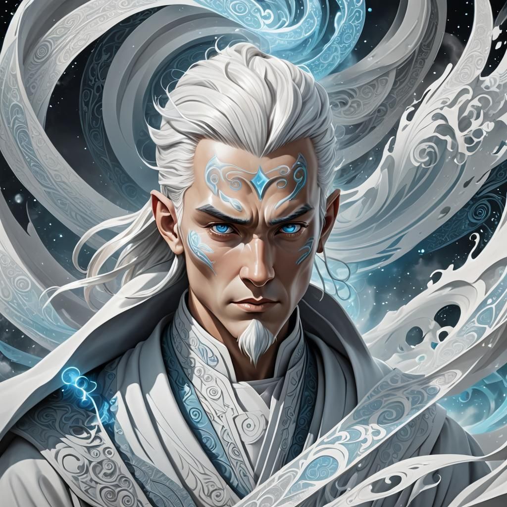 Airbender Monk in Abstract Fantasy Art Style