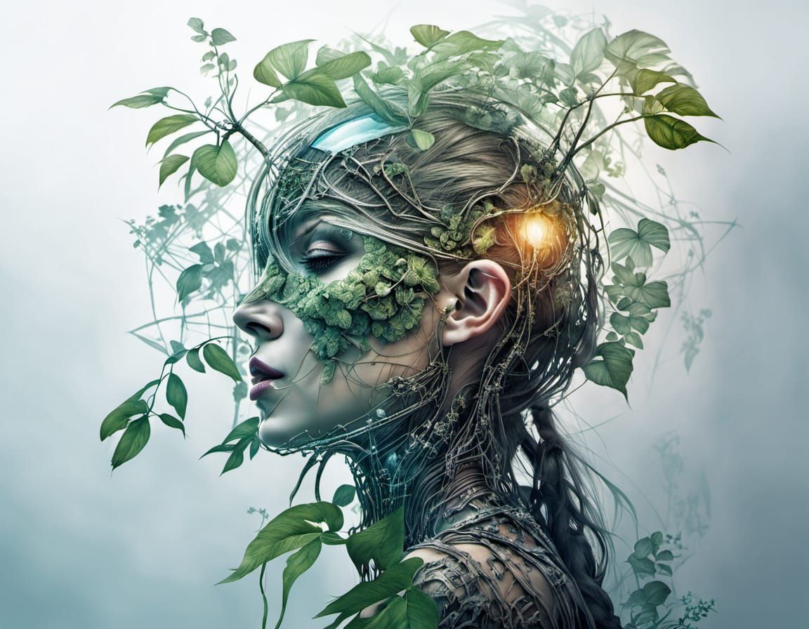 Cybernetic Plant Fusion in Luis Royo Style