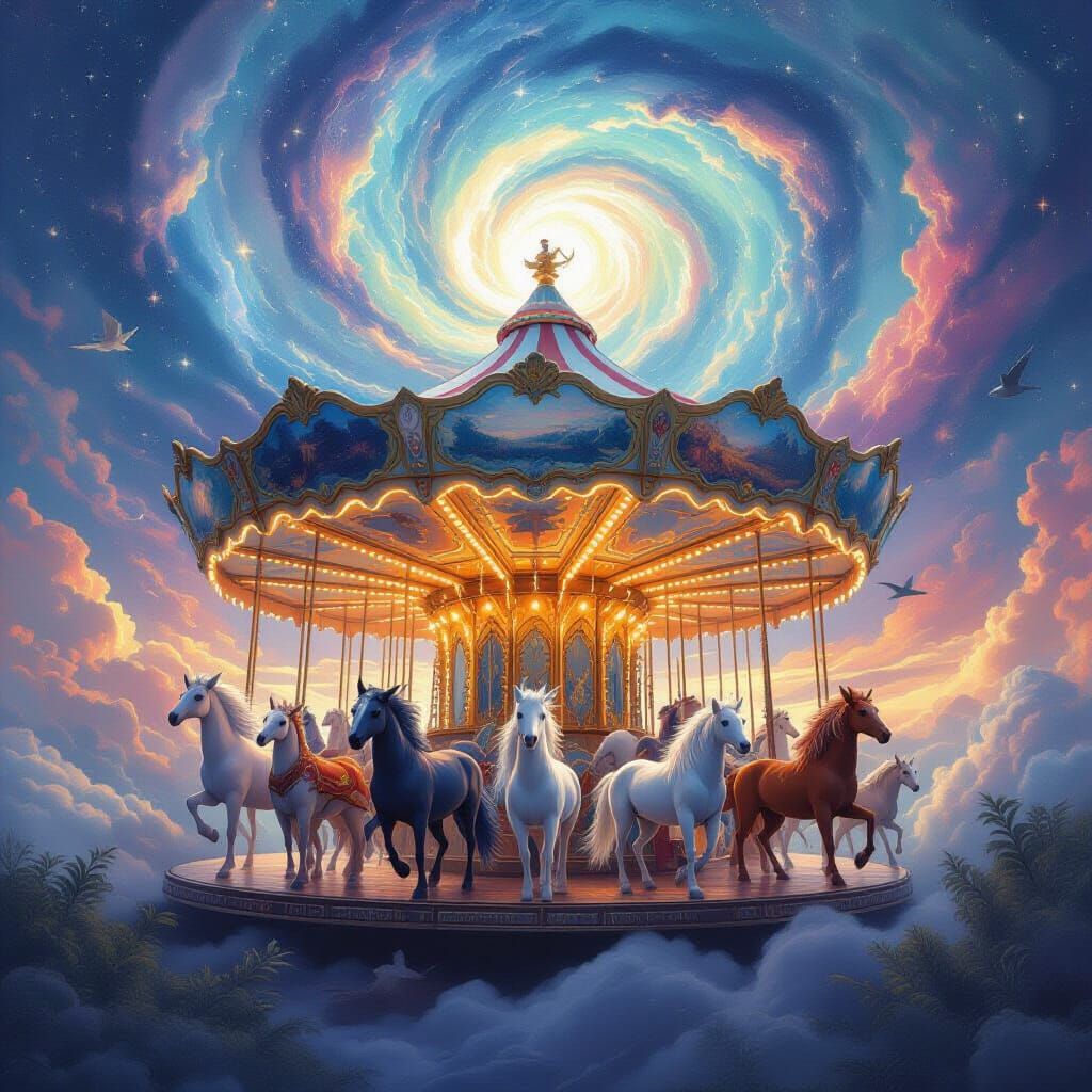 Mythical Creatures in Cosmic Dreamscape