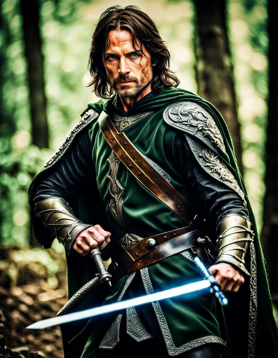 Aragorn as Jedi Master with Lightsaber Anduril