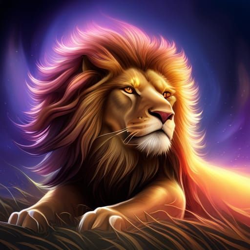 Golden Fantasy Lion in High Resolution