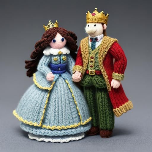 Knitted Wool King and Queen Toy Set