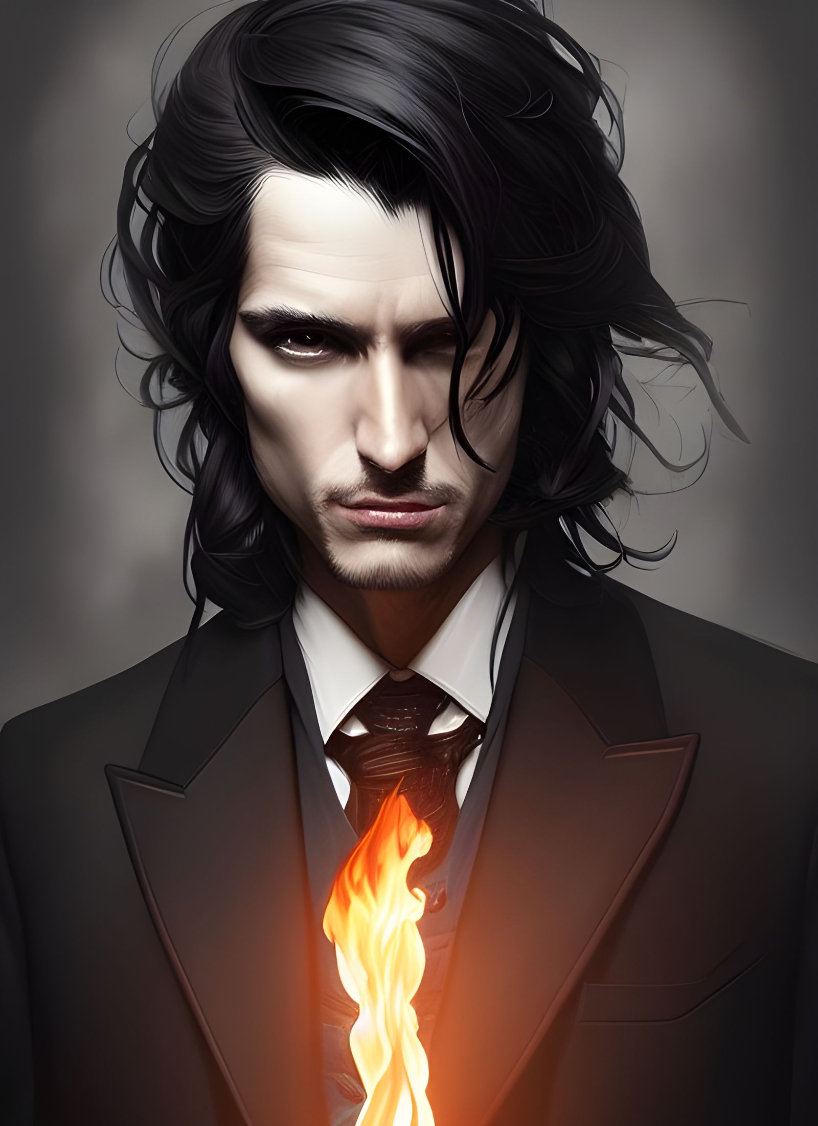 Handsome Man with Torch in Artgerm Style