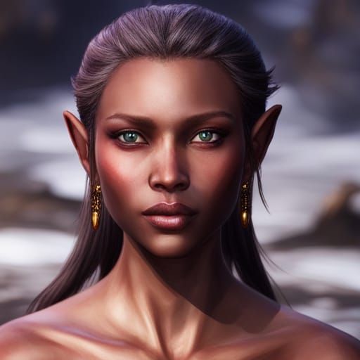 Happy Dark Elf Portrait in Natural Habitat