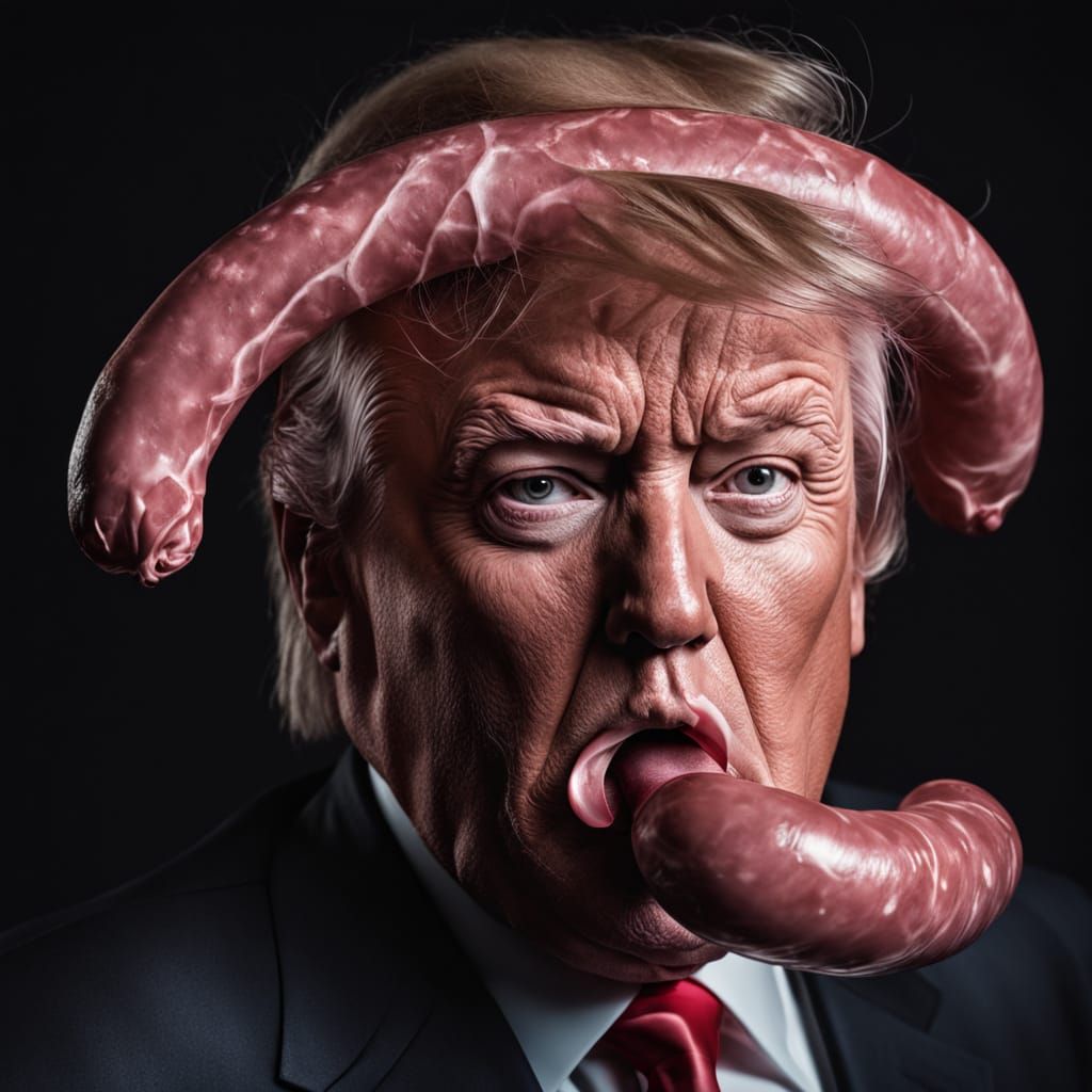 Donald Trump in Vivid Pink Sausage HDR Photography