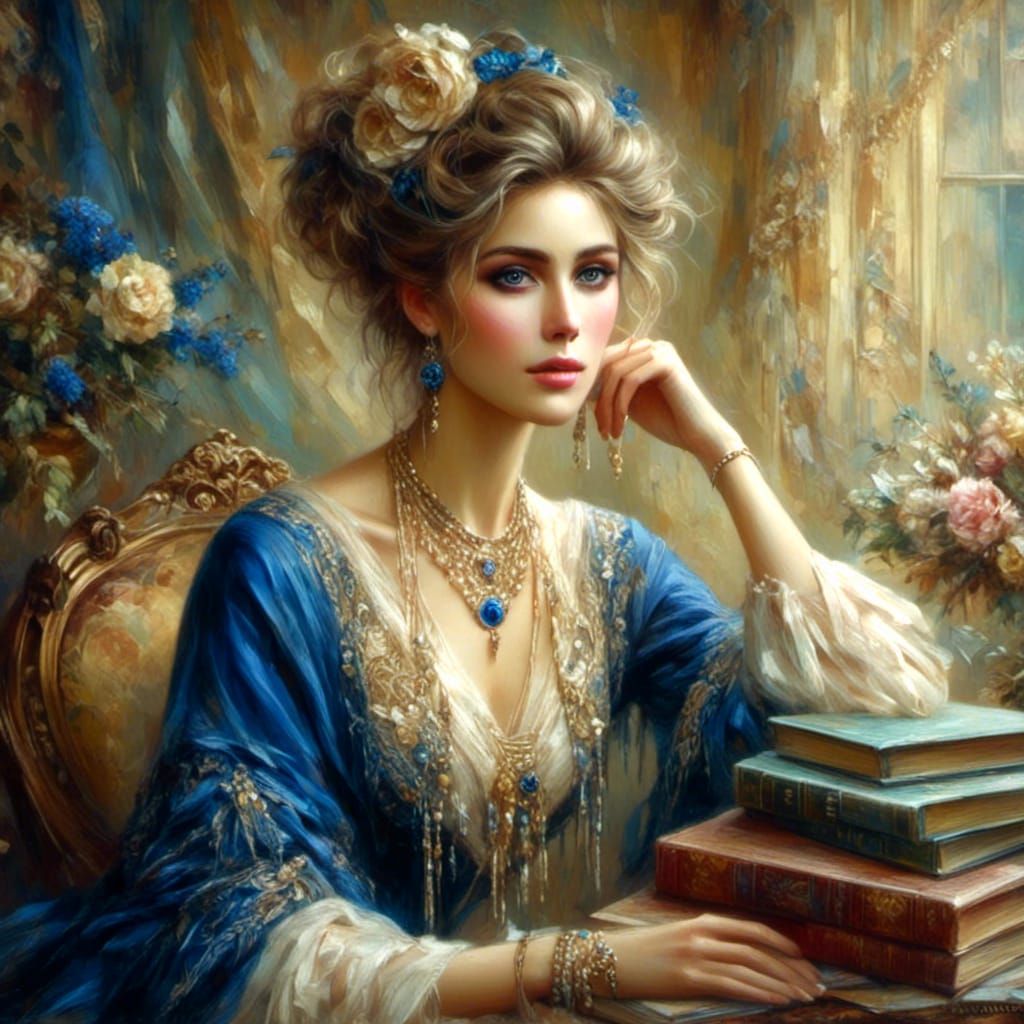 Victorian Matriarch Portrait in Art Deco Nouveau Style