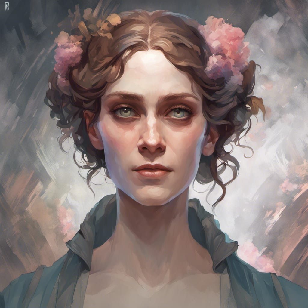 Mary Shelley Portrait in Romantic Style