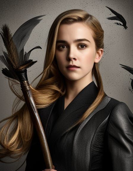 Witch on Broomstick Flying Through Sky